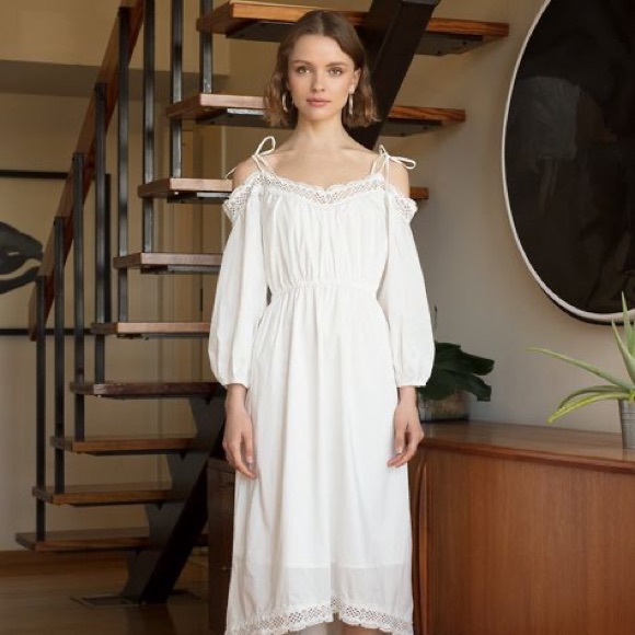 Crochet Shoulder Tie Midi Dress - Picture 1 of 6